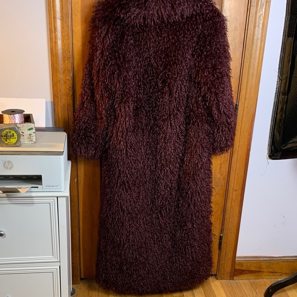 Naked Wardrobe dark plum Faux Fur plush long coat small new with tags - Picture 6 of 7